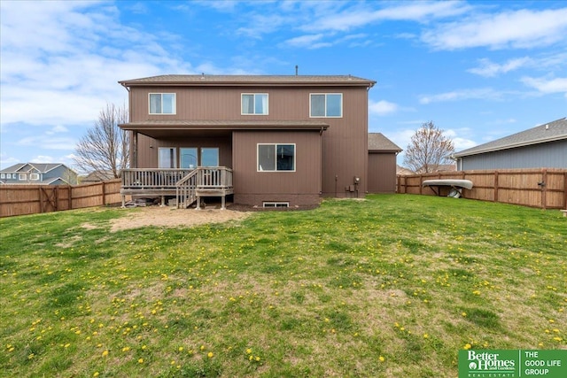14611 S 24th St, Bellevue, NE 68123 - back of property featuring a fenced backyard and a wooden deck