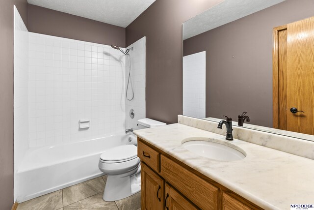 16367 Y St, Omaha, NE 68135 - bathroom featuring vanity, shower / bath combination, and a textured ceiling