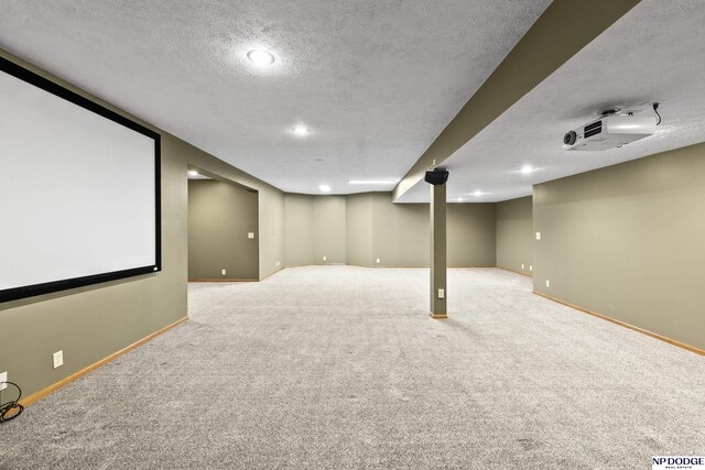 16367 Y St, Omaha, NE 68135 - finished basement featuring carpet floors, a textured ceiling, and recessed lighting