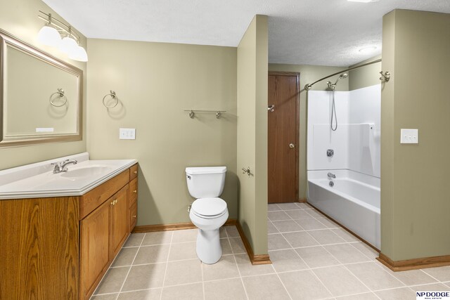 16367 Y St, Omaha, NE 68135 - bathroom with vanity,  shower combination, tile patterned flooring, and a textured ceiling