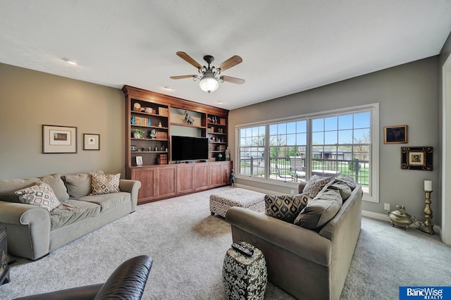 5441 S 88th St, Lincoln, NE 68526 - living room featuring carpet floors and ceiling fan