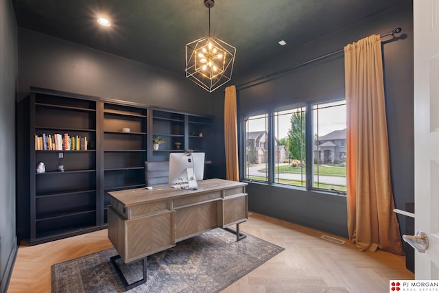 21034 X St, Omaha, NE 68022 - office area featuring a chandelier and recessed lighting