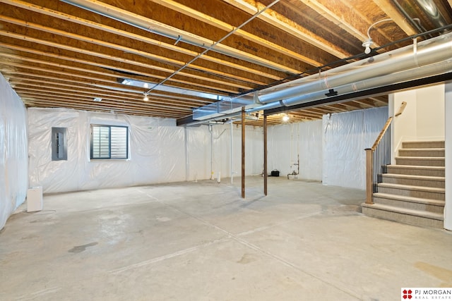 21034 X St, Omaha, NE 68022 - below grade area featuring stairs and electric panel