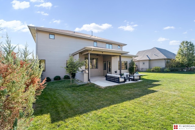 21034 X St, Omaha, NE 68022 - back of house with a patio area, an outdoor hangout area, and a ceiling fan
