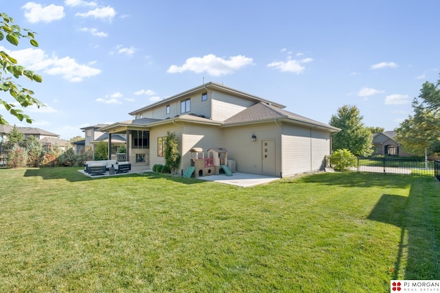 21034 X St, Omaha, NE 68022 - rear view of property with a patio area and an outdoor hangout area