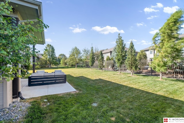 21034 X St, Omaha, NE 68022 - fenced backyard with outdoor lounge area and a patio area