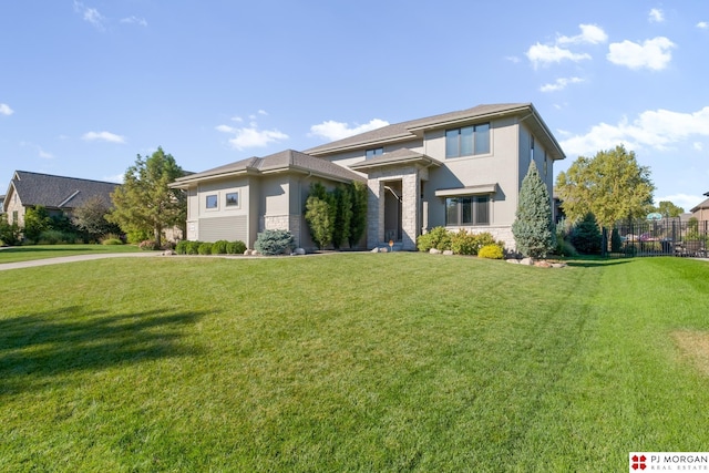 21034 X St, Omaha, NE 68022 - prairie-style home with stucco siding and stone siding