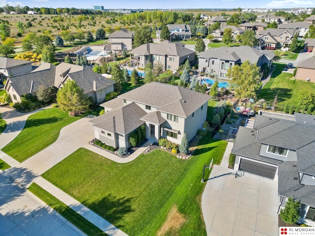 21034 X St, Omaha, NE 68022 - aerial perspective of suburban area featuring a pool area