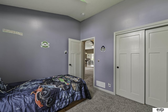 6015 S 193rd St, Omaha, NE 68135 - carpeted bedroom featuring vaulted ceiling and a closet