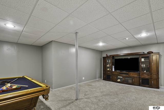 6015 S 193rd St, Omaha, NE 68135 - recreation room featuring carpet floors, pool table, recessed lighting, and a drop ceiling
