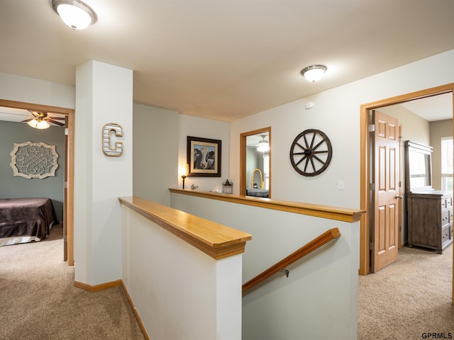 15413 Bondesson St, Bennington, NE 68007 - hallway with light carpet and an upstairs landing