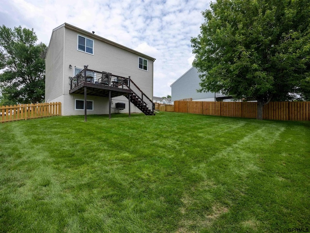 15413 Bondesson St, Bennington, NE 68007 - rear view of house featuring stairs, a deck, and a fenced backyard