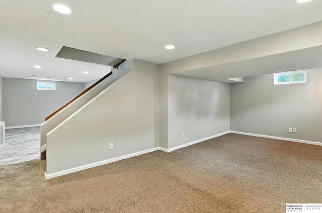 3207 S 121st St, Omaha, NE 68144 - basement with carpet floors, recessed lighting, and stairway
