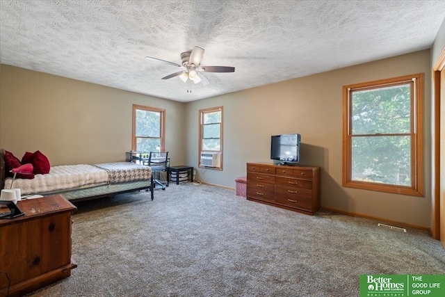754 10th St, Syracuse, NE 68446 - bedroom featuring carpet floors, a textured ceiling, and ceiling fan