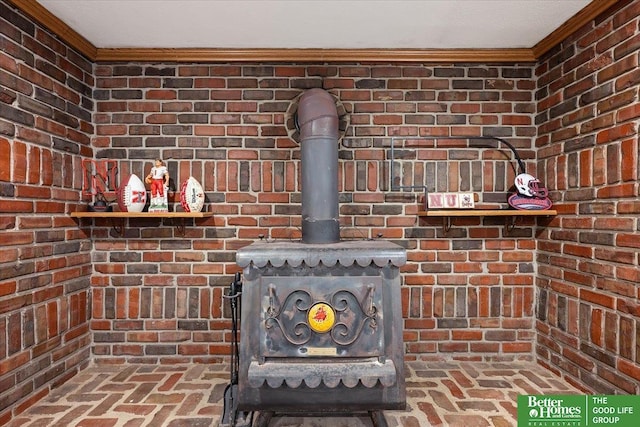 754 10th St, Syracuse, NE 68446 - detailed view of a wood stove and ornamental molding