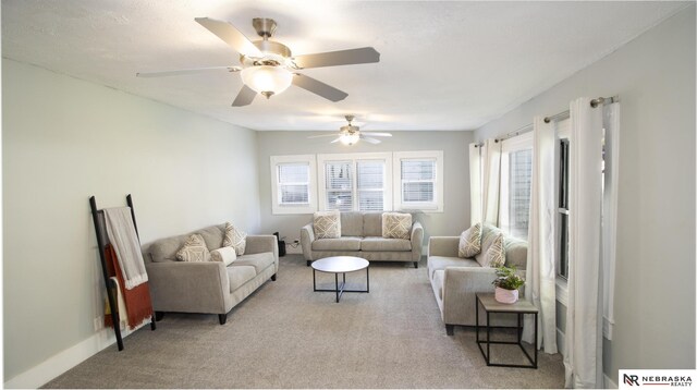 1757 N Linden St, Wahoo, NE 68066 - living area featuring light carpet and a ceiling fan