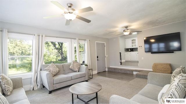 1757 N Linden St, Wahoo, NE 68066 - living area with ceiling fan, healthy amount of natural light, and light colored carpet