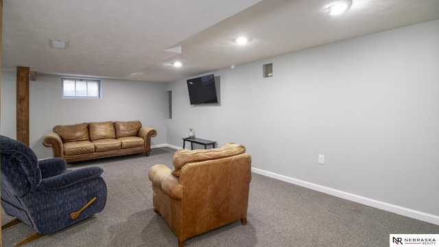 1757 N Linden St, Wahoo, NE 68066 - carpeted living room featuring baseboards and recessed lighting