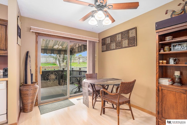 2219 Independence Dr, Lincoln, NE 68521 - dining room featuring light wood finished floors and a ceiling fan