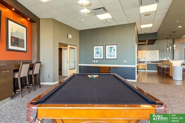 200 S 31st Ave Unit 4209, Omaha, NE 68131 - recreation room with billiards table, carpet floors, and a drop ceiling