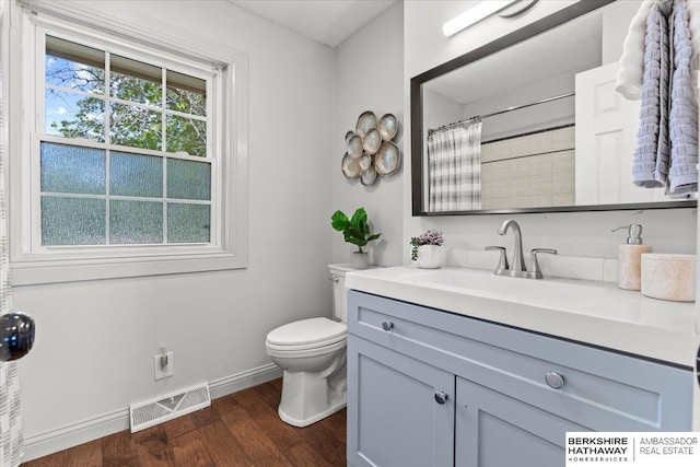 301 Gladys Ave, Yutan, NE 68073 - bathroom featuring wood finished floors, vanity, and a shower with shower curtain