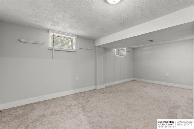 301 Gladys Ave, Yutan, NE 68073 - basement featuring carpet flooring, a textured ceiling, and plenty of natural light