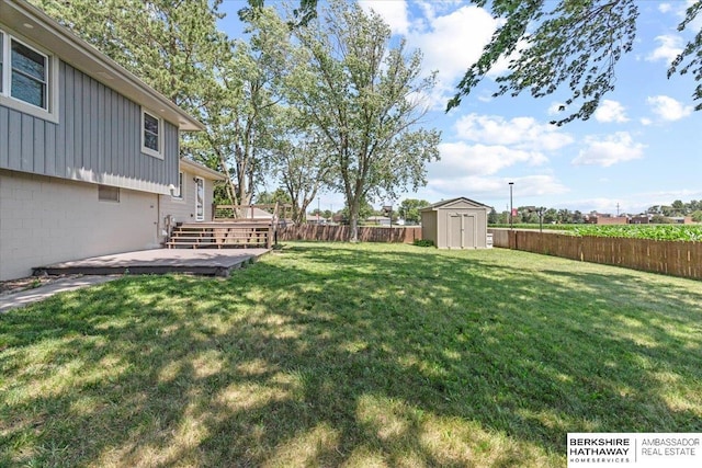 301 Gladys Ave, Yutan, NE 68073 - fenced backyard featuring a storage unit and a deck