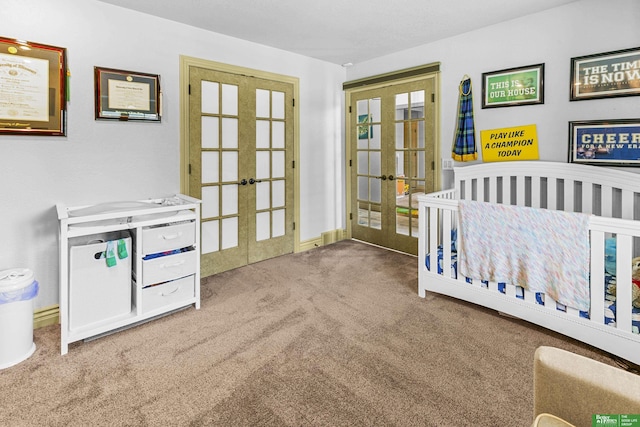 1015 N 127th Cir, Omaha, NE 68154 - carpeted bedroom featuring french doors and baseboards