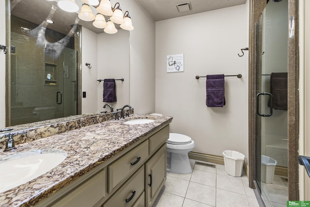1015 N 127th Cir, Omaha, NE 68154 - full bathroom featuring double vanity, a stall shower, and tile patterned flooring