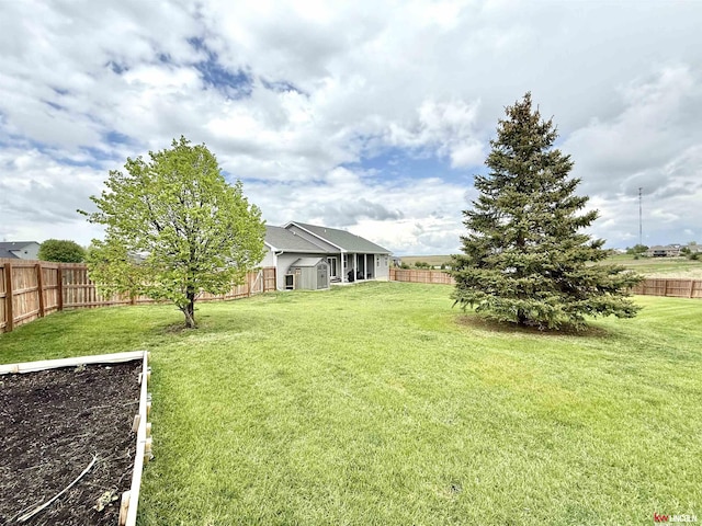 120 Snow Valley Cir, Palmyra, NE 68418 - fenced backyard featuring a shed