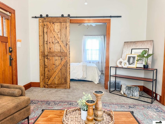 624 A St, Lincoln, NE 68502 - bedroom with carpet and a barn door