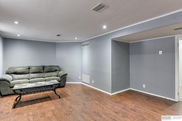 12310 Woolworth Ave, Omaha, NE 68144 - living area with wood-type flooring, crown molding, and recessed lighting