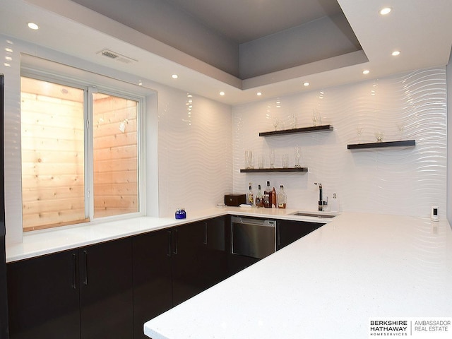 6535 N 157th St, Omaha, NE 68116 - indoor wet bar with dishwasher, recessed lighting, and a tray ceiling