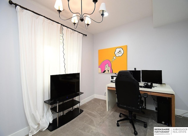 6535 N 157th St, Omaha, NE 68116 - office with a chandelier and carpet floors