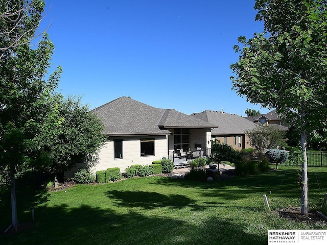 6535 N 157th St, Omaha, NE 68116 - rear view of property featuring a patio and a shingled roof