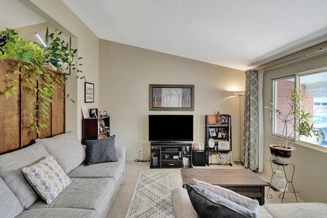 8032 E Avon Ln, Lincoln, NE 68505 - carpeted living area featuring vaulted ceiling