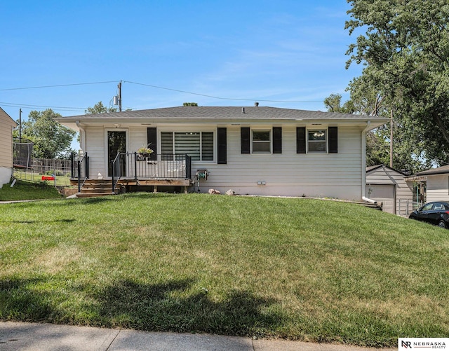 9418 Meredith Ave, Omaha, NE 68134 - single story home featuring a front yard, covered porch, and a garage