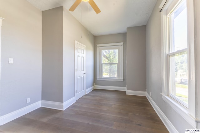 6316 Spencer St, Omaha, NE 68104 - empty room featuring dark wood finished floors and a ceiling fan