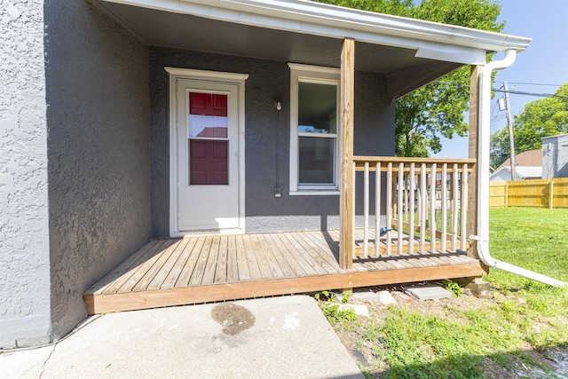6316 Spencer St, Omaha, NE 68104 - property entrance featuring stucco siding and a porch