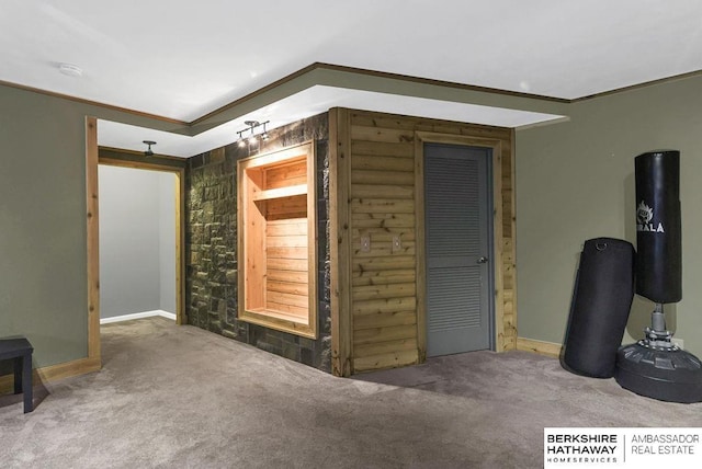 14210 Potter Pkwy, Omaha, NE 68142 - carpeted living area with baseboards and ornamental molding