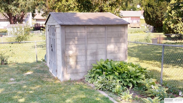 10912 V St, Omaha, NE 68137 - view of shed with a fenced backyard