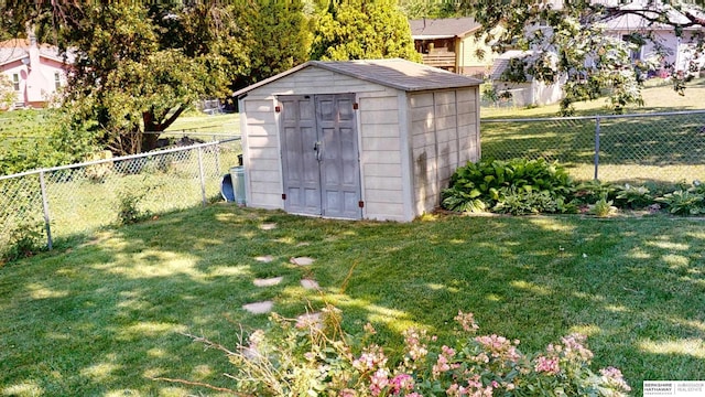 10912 V St, Omaha, NE 68137 - view of shed with a fenced backyard