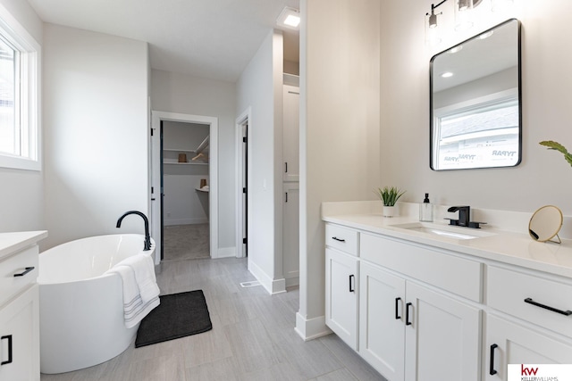 5608 N 212th St, Elkhorn, NE 68022 - bathroom featuring vanity, a freestanding tub, and healthy amount of natural light
