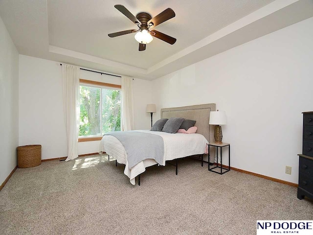 724 N 155th Ave, Omaha, NE 68154 - bedroom featuring a raised ceiling, carpet, and ceiling fan