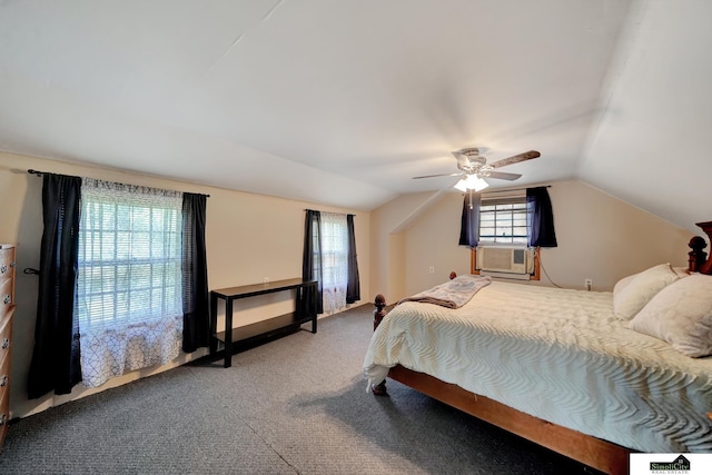 4415 S St, Lincoln, NE 68506 - bedroom with lofted ceiling, carpet, ceiling fan, and cooling unit