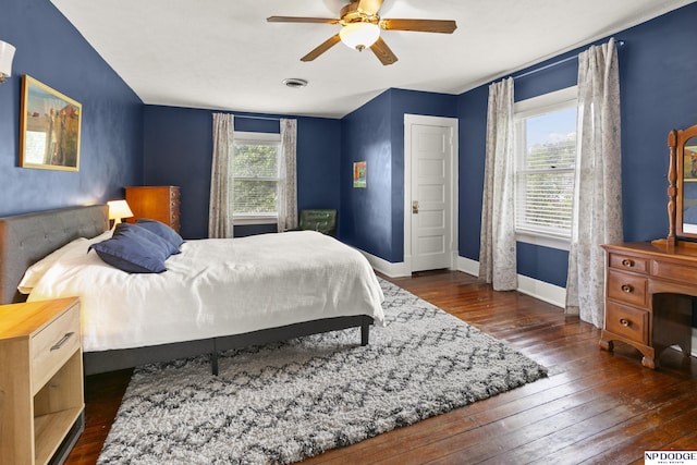 4340 Miami St, Omaha, NE 68104 - bedroom with dark wood-style floors and a ceiling fan