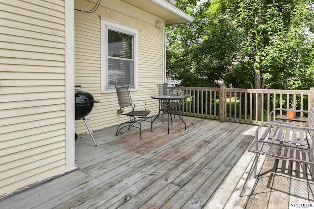 4340 Miami St, Omaha, NE 68104 - wooden terrace featuring outdoor dining space and grilling area