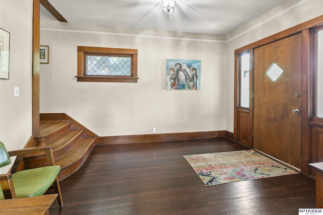 4340 Miami St, Omaha, NE 68104 - entrance foyer with hardwood / wood-style flooring and stairs