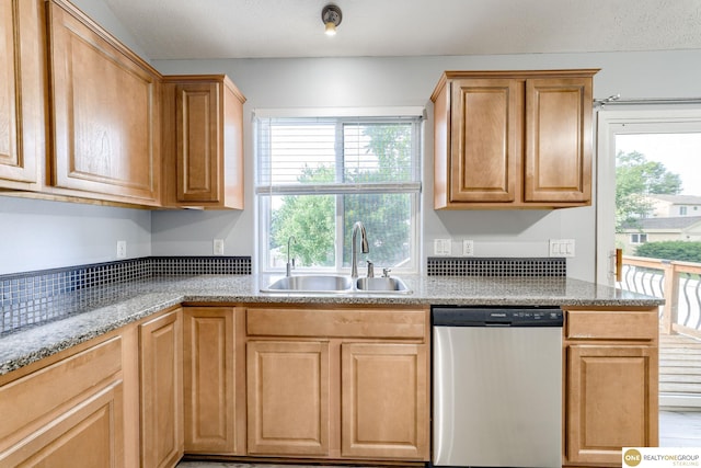 18653 Borman St, Omaha, NE 68135 - kitchen with stainless steel dishwasher, plenty of natural light, and light stone counters