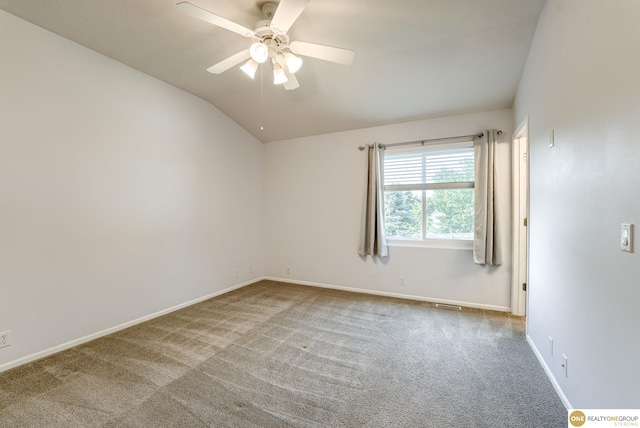 18653 Borman St, Omaha, NE 68135 - carpeted spare room featuring lofted ceiling and ceiling fan